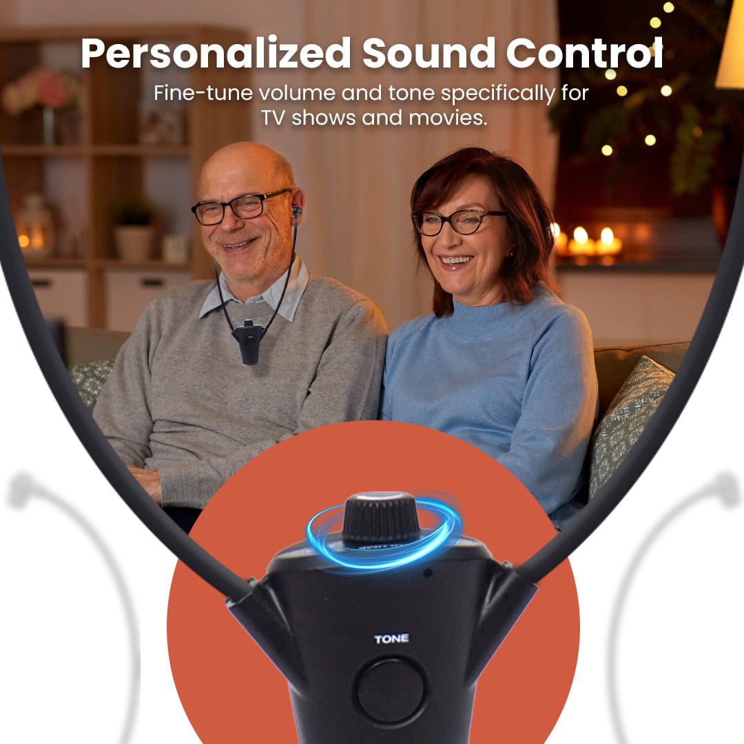 Wireless TV headset offering personalized sound control for comfortable listening